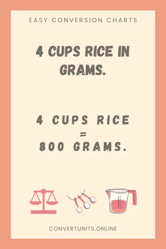 4 cups rice in grams