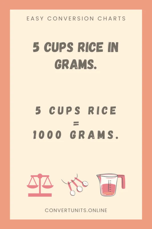 5 cups rice in grams