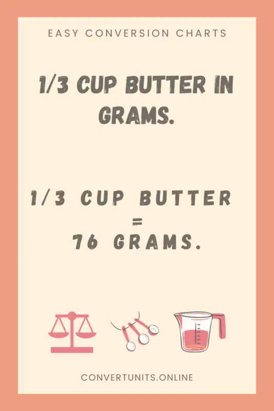 1 3 cup unsalted butter melted in grams